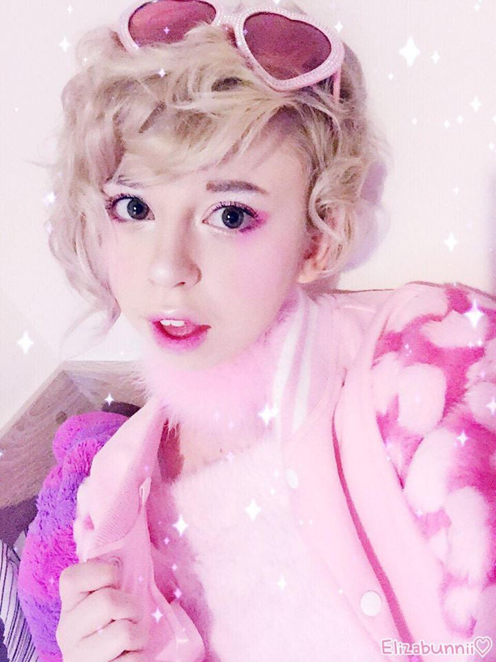 PINK FURRY HEART VARSITY JACKET