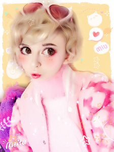 PINK FURRY HEART VARSITY JACKET