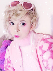 PINK FURRY HEART VARSITY JACKET