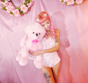 BABY PINK VELVET RUFFLE ONE PIECE
