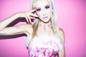 FLUFFY CAMO GLITTER CROP TOP