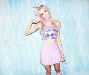 FLUFFY CAMO GLITTER CROP TOP